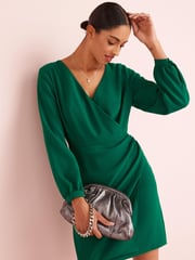 Green Tailored Crepe Mini Dress - Image 1 of 5