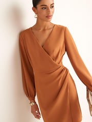 Bronze Tailored Crepe Mini Dress - Image 1 of 5
