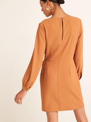 Bronze Tailored Crepe Mini Dress - Image 2 of 5