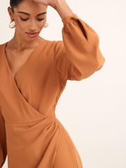Bronze Tailored Crepe Mini Dress - Image 4 of 5