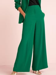 Green Tailored Super Wide Leg Trousers - Image 2 of 5