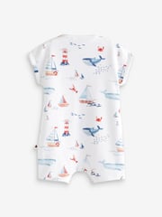 Blue/White Boat Baby Rompers 3 Pack - Image 1 of 6