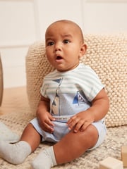 Blue/White Boat Baby Rompers 3 Pack - Image 3 of 6