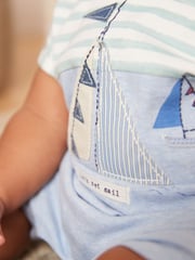 Blue/White Boat Baby Rompers 3 Pack - Image 5 of 6