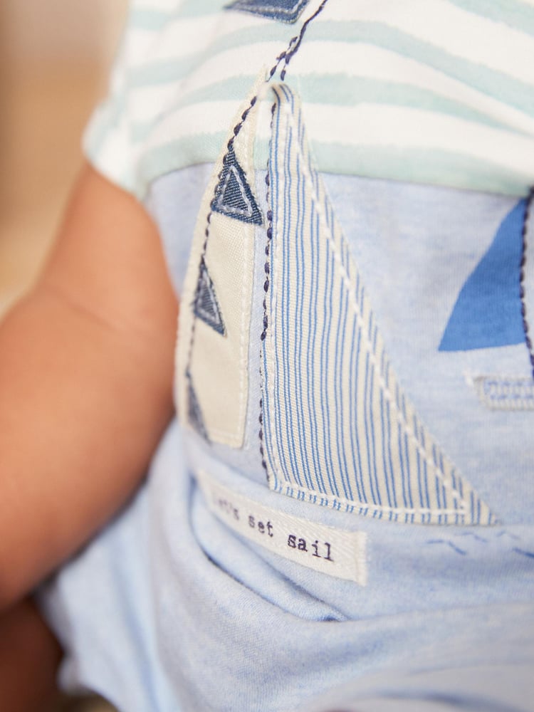 Blue/White Boat Baby Rompers 3 Pack - Image 6 of 6