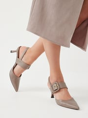 Grey Forever Comfort® Leather Buckle Detail Shoes - Image 1 of 7