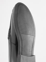 Black Regular Fit Leather Penny Loafers - Image 6 of 6
