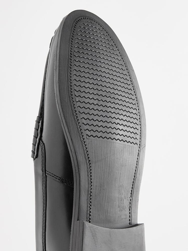 Black Regular Fit Leather Penny Loafers - Image 6 of 6
