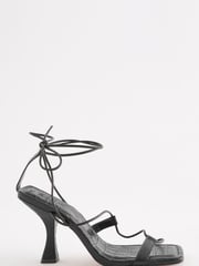 Black Signature Leather Strappy Square Toe Heels - Image 4 of 7