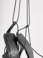 Black Signature Leather Strappy Square Toe Heels - Image 5 of 7
