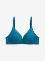 Teal Blue/Cream Pad Non Wire Lace Detail Bras 2 Pack - Image 11 of 12