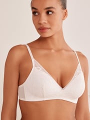Teal Blue/Cream Pad Non Wire Lace Detail Bras 2 Pack - Image 7 of 12