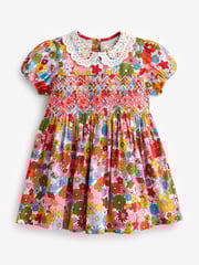 Multi Bright Retro Printed Lace Collar Shirred Cotton Dress (3mths-8yrs) - Image 5 of 6