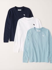 Abercrombie & Fitch Blue Long Sleeve T-Shirts Three Pack - Image 1 of 1