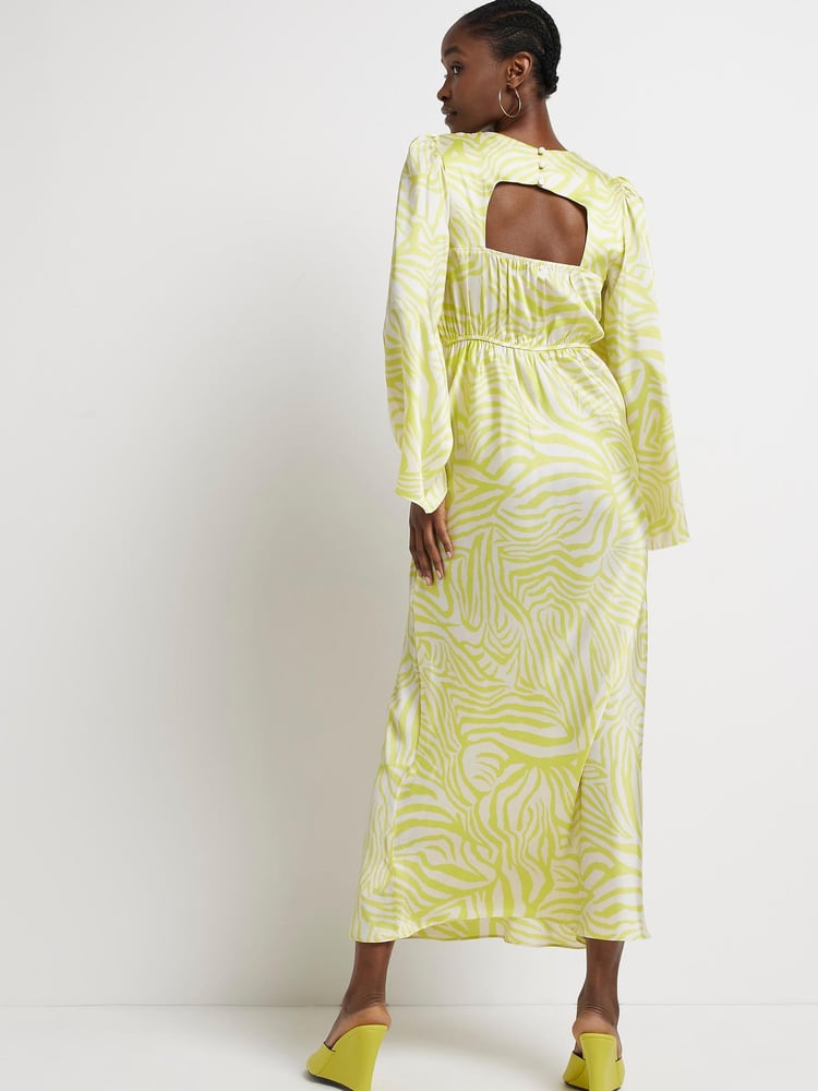 River Island Green Light Long Sleeve Geometric Dress - Image 2 of 4 River Island Green Light Long Sleeve Geometric Dress - Image 2 of 4
