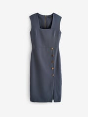 Navy Blue Tailored Midi Pencil Dress - Image 5 of 5