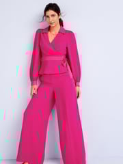 Pink Tailored Super Wide Leg Trousers - Image 1 of 5