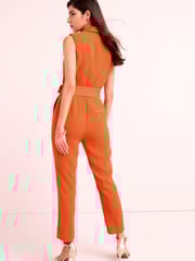 Orange Tailored Tuxedo Jumpsuit - Image 3 of 5
