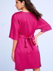 Pink Satin Draped Mini Dress - Image 3 of 5