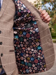 Neutral Skinny Wool Blend Check Suit Jacket - Image 5 of 11