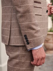 Neutral Skinny Wool Blend Check Suit Jacket - Image 6 of 11