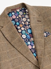 Neutral Skinny Wool Blend Check Suit Jacket - Image 8 of 11