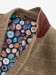 Neutral Skinny Wool Blend Check Suit Jacket - Image 9 of 11
