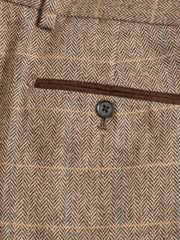Neutral Skinny Wool Blend Check Suit: Trousers - Image 10 of 12