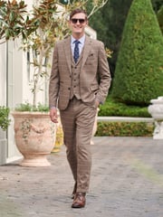 Neutral Skinny Wool Blend Check Suit: Trousers - Image 2 of 12