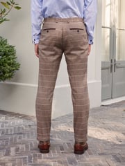 Neutral Skinny Wool Blend Check Suit: Trousers - Image 3 of 12