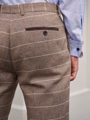 Neutral Skinny Wool Blend Check Suit: Trousers - Image 4 of 12