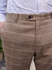 Neutral Skinny Wool Blend Check Suit: Trousers - Image 5 of 12