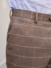 Neutral Skinny Wool Blend Check Suit: Trousers - Image 6 of 12