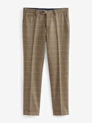 Neutral Skinny Wool Blend Check Suit: Trousers - Image 7 of 12