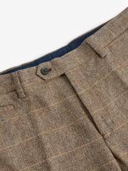 Neutral Skinny Wool Blend Check Suit: Trousers - Image 9 of 12