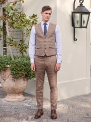 Neutral Wool Blend Check Suit Waistcoat - Image 3 of 8