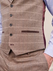 Neutral Wool Blend Check Suit Waistcoat - Image 4 of 8