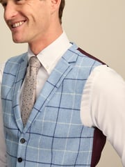 Blue Wool Blend Check Suit Waistcoat - Image 3 of 8
