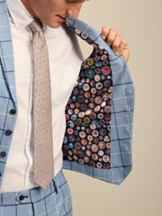 Blue Wool Blend Check Suit Waistcoat - Image 4 of 8