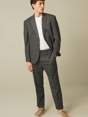 Navy Blue Relaxed Fit Donegal Suit: Trousers - Image 2 of 11