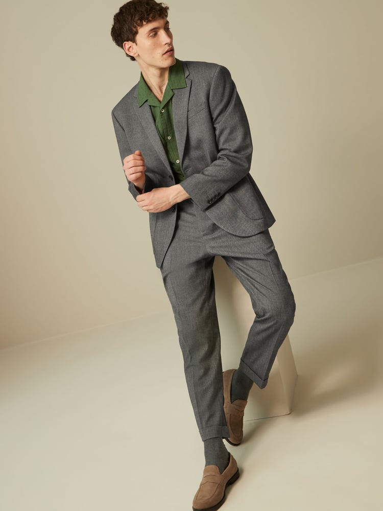 Grey Relaxed Fit Donegal Suit: Trousers - Image 2 of 8