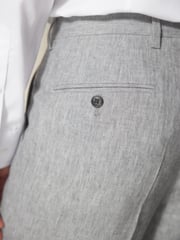 Light Grey Tailored Fit Linen Blend Suit: Trousers - Image 5 of 10