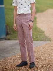 Pink Tailored Fit Check Suit: Trousers - Image 1 of 9