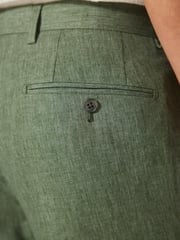 Green Tailored Fit Linen Blend Suit: Trousers - Image 5 of 9