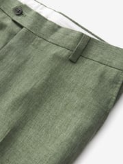 Green Tailored Fit Linen Blend Suit: Trousers - Image 8 of 9