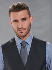 Navy Blue Slim Fit Signature Marzotto Italian Fabric Textured Suit Waistcoat - Image 4 of 10