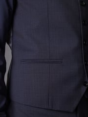 Navy Blue Slim Fit Signature Marzotto Italian Fabric Textured Suit Waistcoat - Image 5 of 10