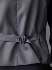 Navy Blue Slim Fit Signature Marzotto Italian Fabric Textured Suit Waistcoat - Image 6 of 10
