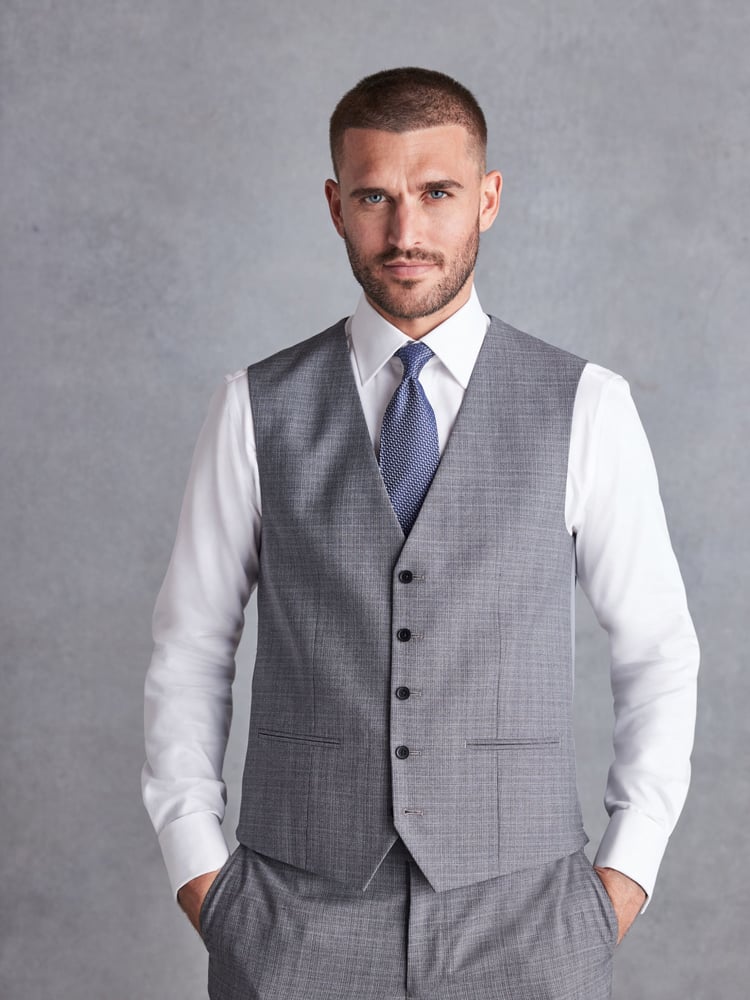Grey Signature British Fabric Textured Suit Waistcoat - Image 1 of 9 Grey Signature British Fabric Textured Suit Waistcoat - Image 1 of 9