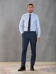 Bright Blue Tailored Signature Marzotto Italian Fabric Check Suit Trousers - Image 2 of 8